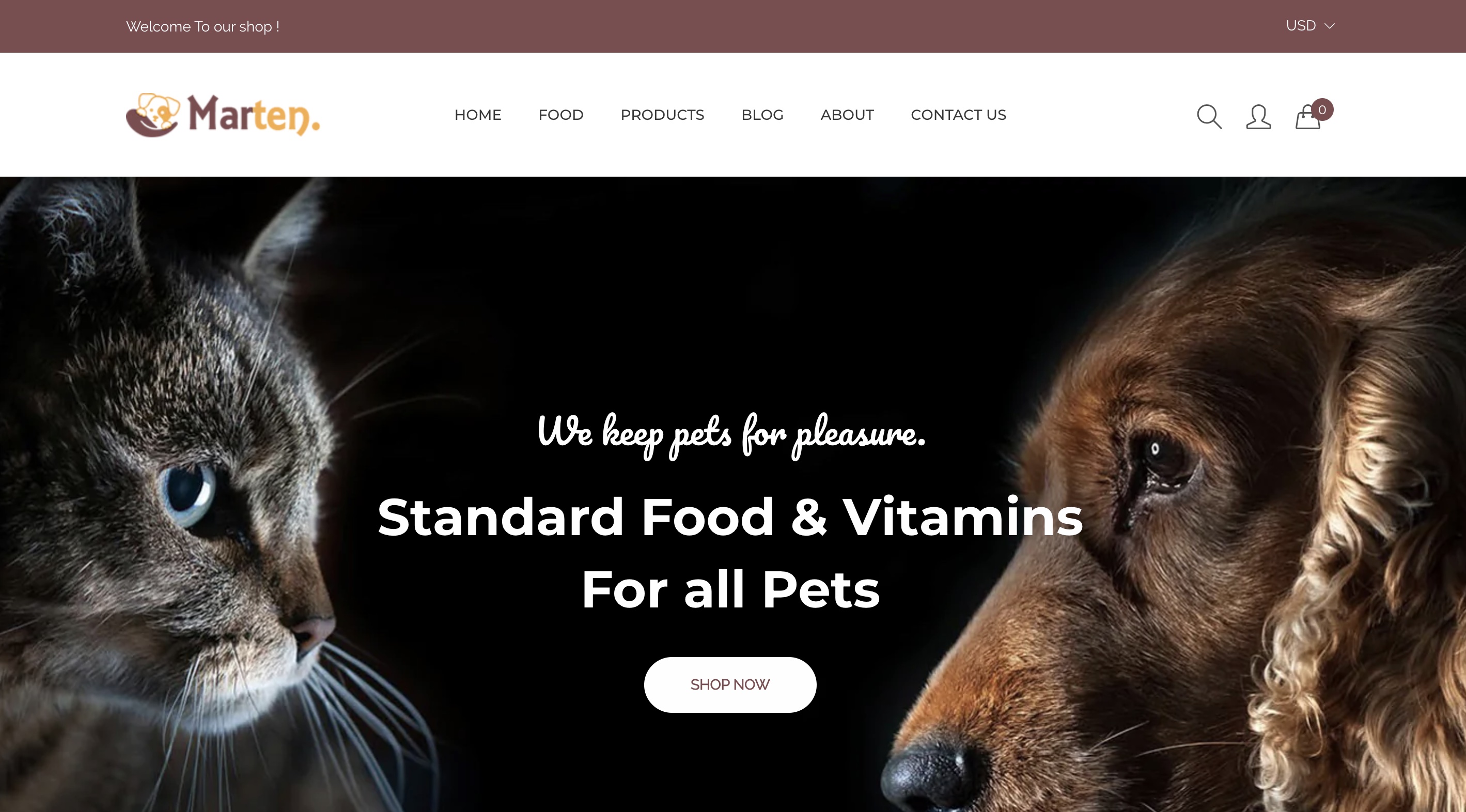 Shopify pet food theme Marten