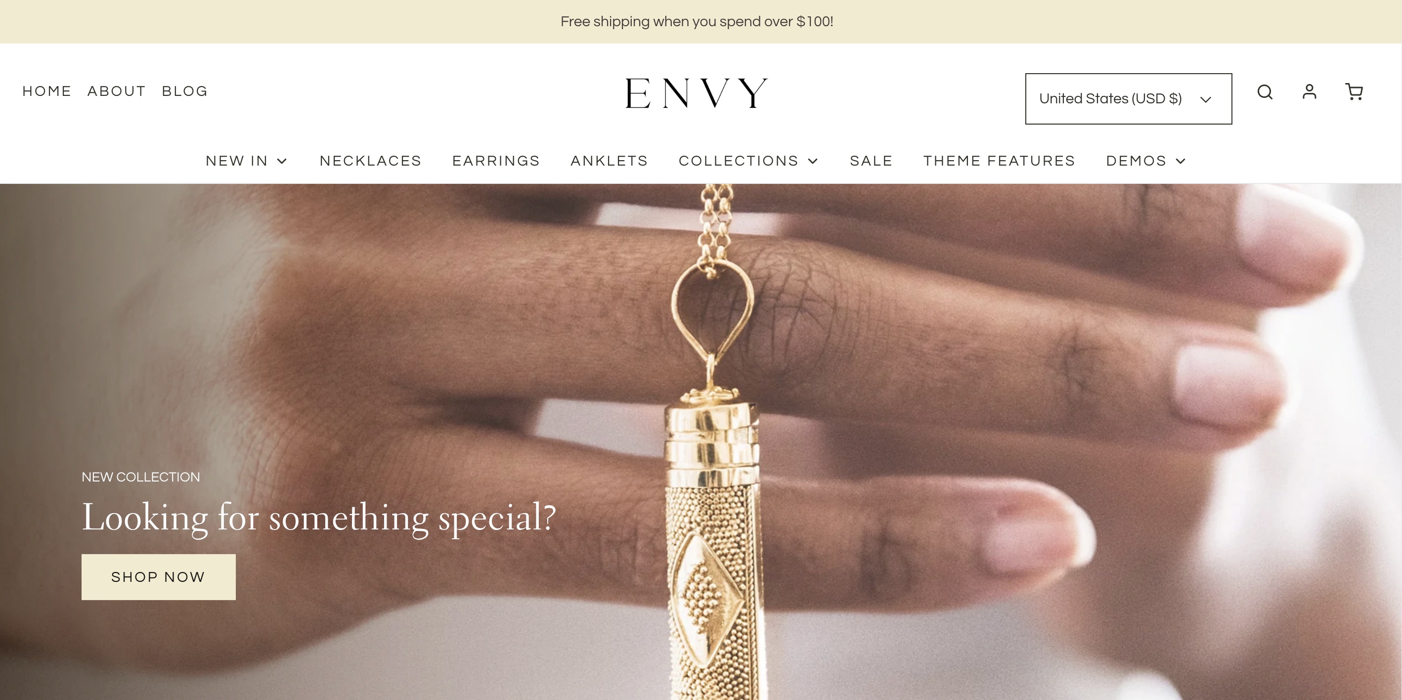 Envy Shopify jewelry theme