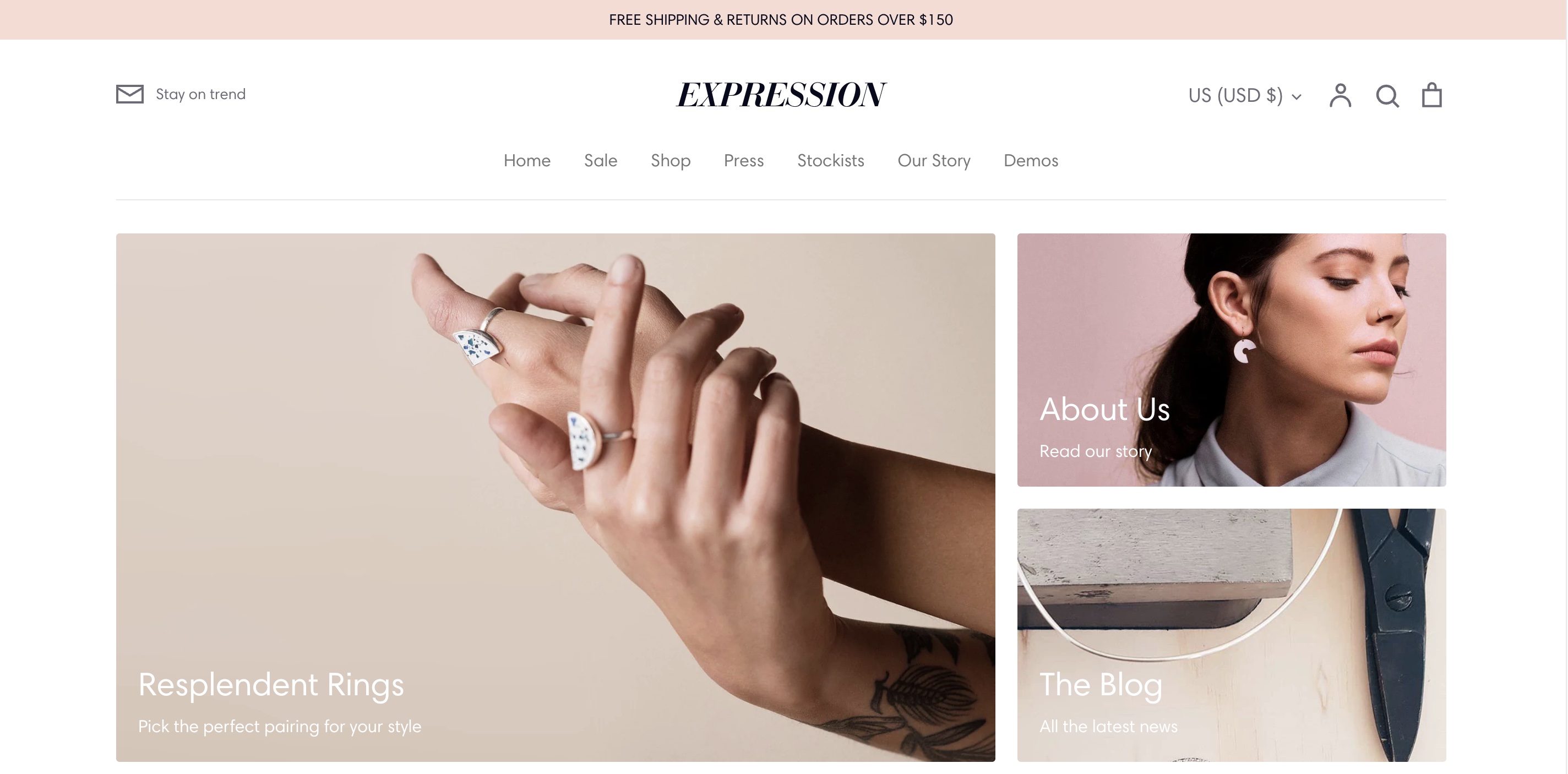 expression shopify paid jewelry theme